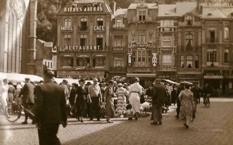 Market-day in Dinant, Belgium, summer 1938: from the album of a British tourist